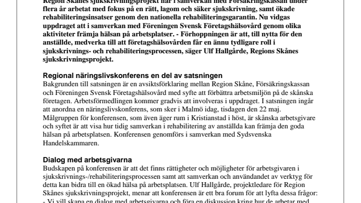 Skånsk samverkan för förbättrad arbetsmiljö