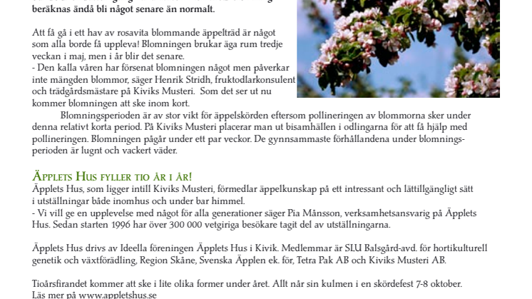 NU NALKAS ÄPPELBLOMNINGEN PÅ ÖSTERLEN!