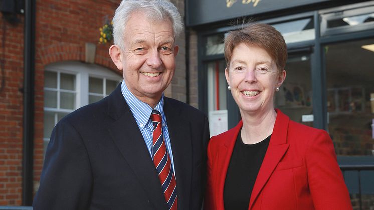 Post Office Group Chief Executive Paula Vennells with Postmaster Neil MacCormack