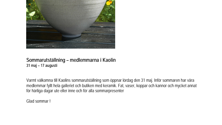 (Arkiv) Sommarutställning -medlemmarna i Kaolin