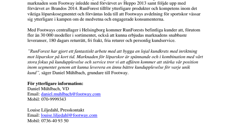 FOOTWAY ger löparskor en sportslig chans