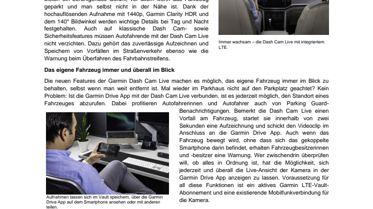 Garmin PM DE Dash Cam Live