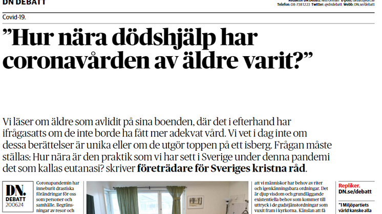 Presidiet för Sveriges kristna råd skriver idag på DN Debatt.