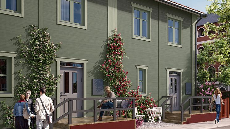 3D-konceptbild av Start Living i radhusformat. 