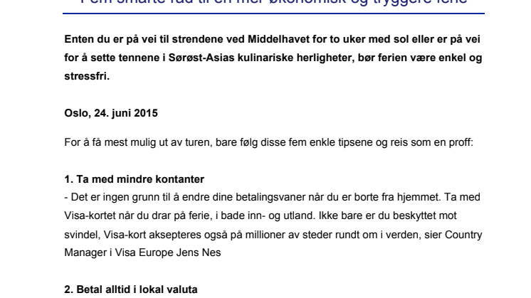 Fem smarte råd til en mer økonomisk og tryggere ferie