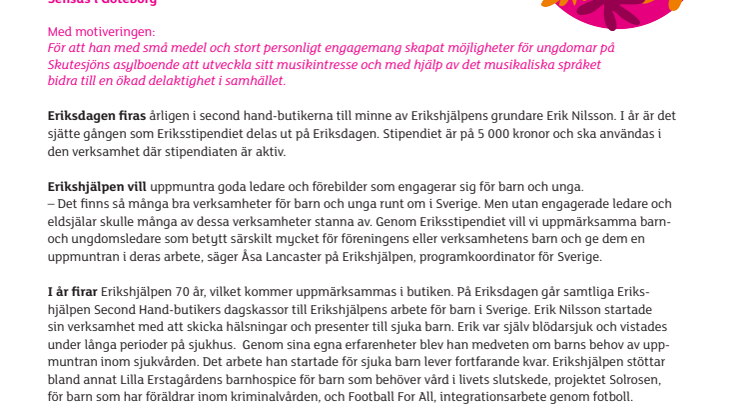 Fabian Brusk Jahn är årets Eriksstipendiat i Skene