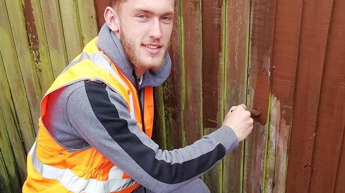 Luton Town youth player, defender Corey Panter, subbed for the senior team in their game against Wimbledon on Tuesday and was helping spruce up Flitwick the next day!