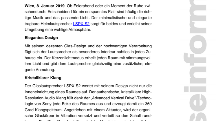 Glaslautsprecher von Sony: kristallklarer Klang in außergewöhnlichem Design