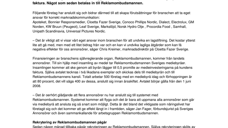 Fler och fler ansluter sig till Reklamombudsmannen