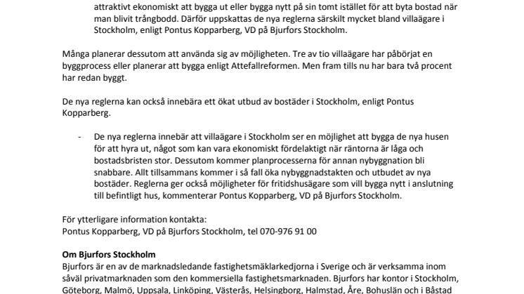 Tre av tio villaägare tänker bygga Attefallshus 