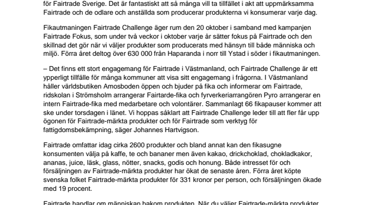 Över 9 600 västmanlänningar deltar i årets stora Fairtrade-fika