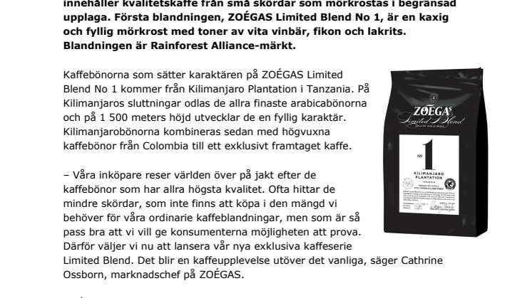 ZOÉGAS lanserar exklusiv kaffeserie 