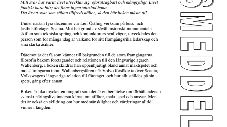Ny bok: I backspegeln - en memoar av Leif Östling