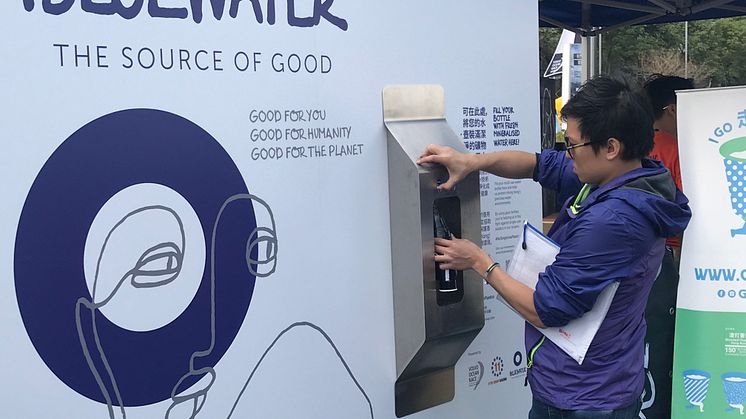Bluewater water dispenser station have been a big hit among visitors to Volvo Ocean Race Villages, serving chilled still and sparkling water and ensuring the need for thousands of single-use plastic bottles is avoided.