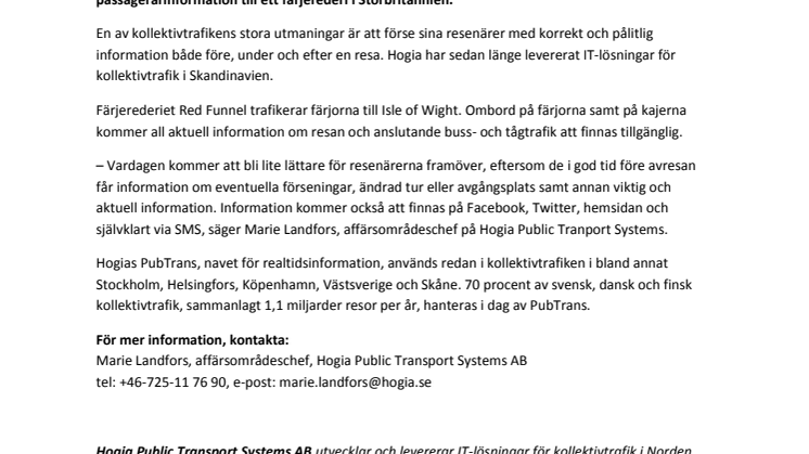 Nu får över 3 miljoner engelska färjeresenärer realtidsinfo från Hogia