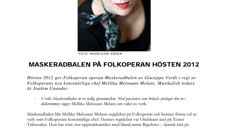 Maskeradbalen på Folkoperan hösten 2012