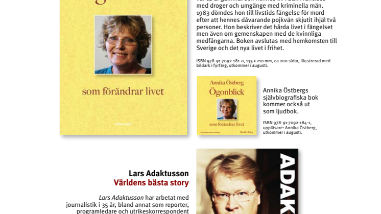 Annika Östberg och Lars Adaktusson bland Ekerlids höstutgivning