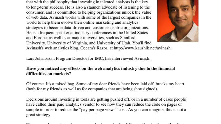 Interview with Avinash Kaushik, Analytics Evangelist for Google 