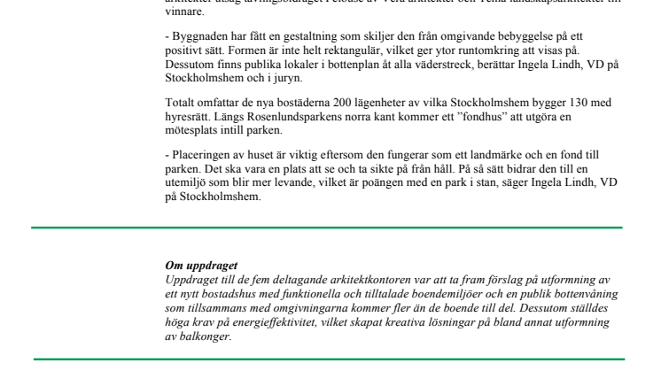 Vinnare utsedd i arkitekttävling för nya bostäder på Södermalm