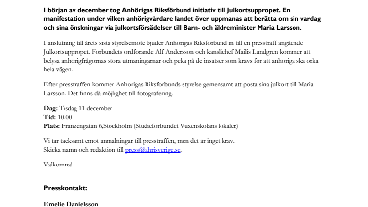 Pressinbjudan: Julkortsuppropet