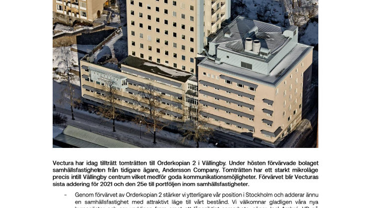 Pressmeddelande_Vectura förvärvar samhällsfastighet i Vällingby.pdf