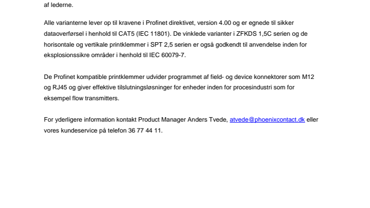 Printklemmer til Profinet