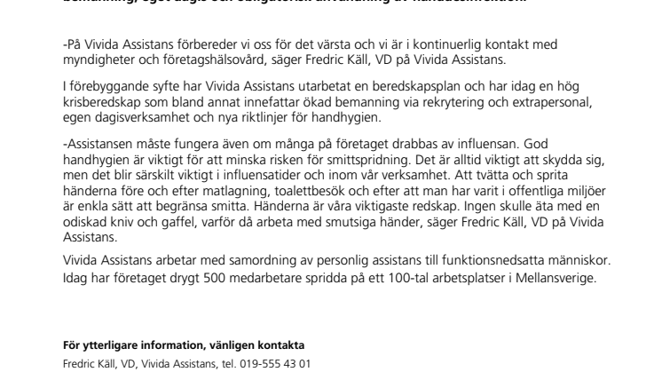 Vivida Assistans har hög krisberedskap 