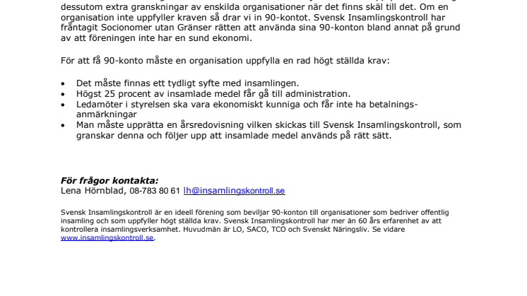 Socionomer utan Gränser förlorar sitt 90-konto