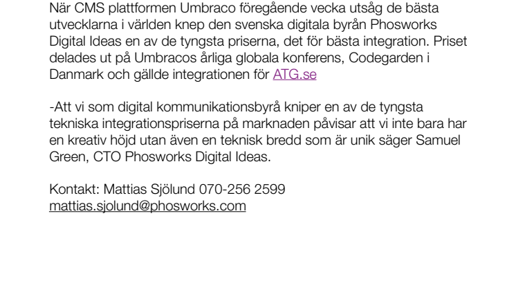 Phosworks Digital Ideas tilldelas pris för bästa integration.  