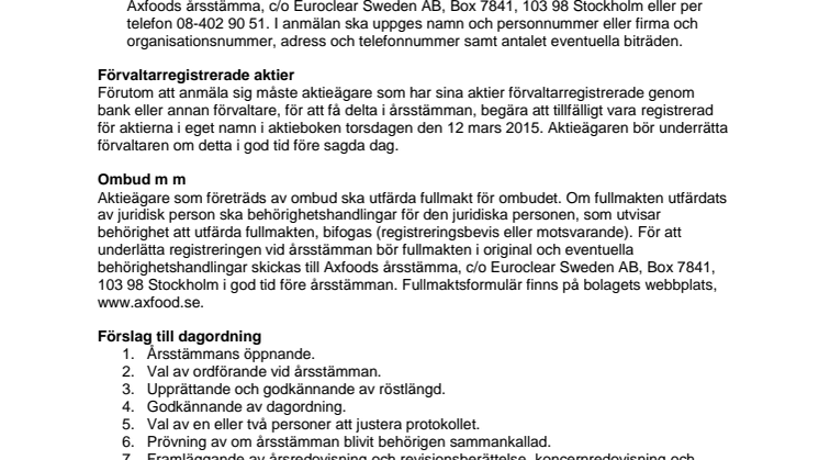 Kallelse till årsstämma