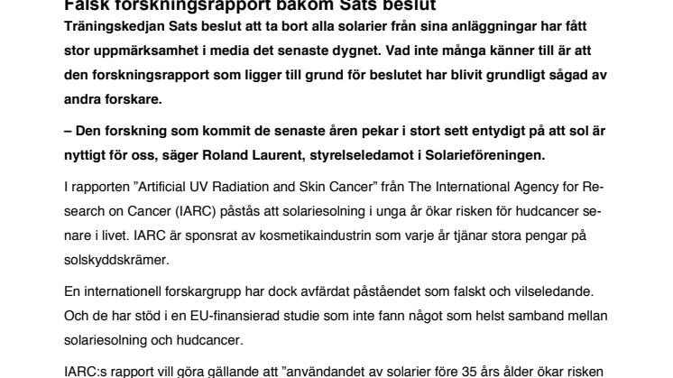 Falsk forskningsrapport bakom Sats beslut
