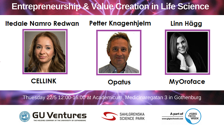 Pitching companies at "Entrepreneurship & Value Creation in Life Science" 22/5 during #gbgtechweek