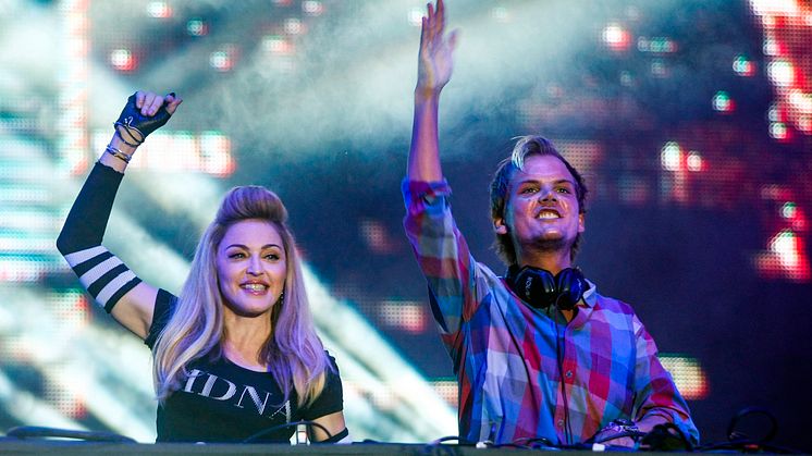 On stage with Madonna at Ultra Music Festival