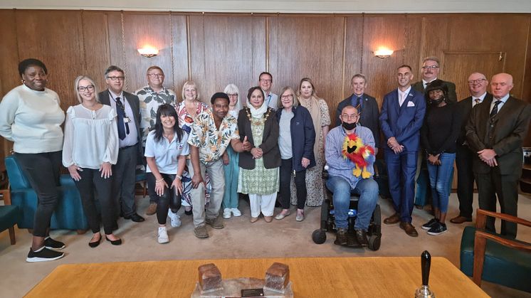 The Mayor and Cllr Gold welcome members of the local groups who have won the Queen’s Award for Voluntary Service.