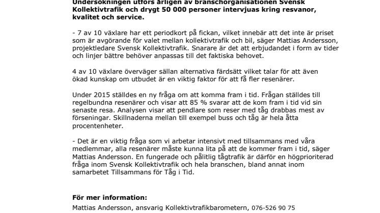 Hälften av svenska folket väljer kollektivtrafik