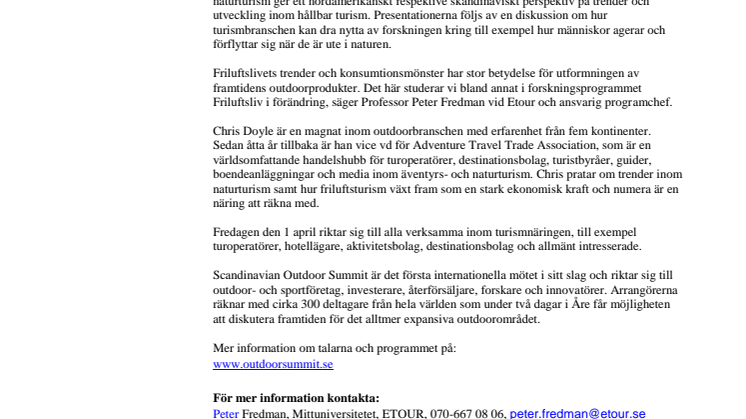 Trender inom turism och friluftsliv på outdoorkongress i Åre