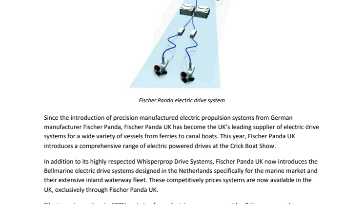 Fischer Panda: Fischer Panda Introduces Electric Drive Systems for UK Rivers and Canals