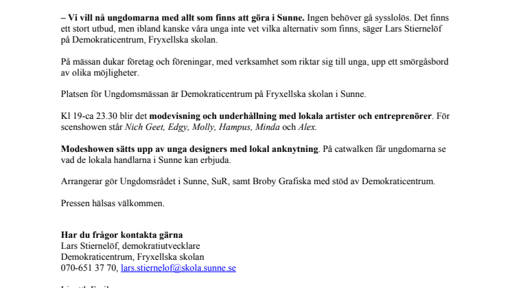 Företag och föreningar visar upp sig på mässa för Sunnes ungdomar