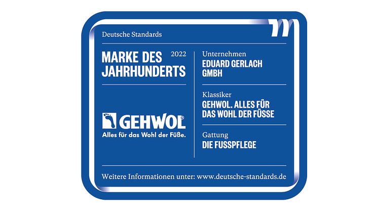GEHWOL ist Marke des Jahrhunderts: Der Tradition verpflichtet und mit Visionen für die Zukunft