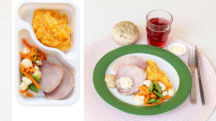 pressbild_montage_portion_förpackad_i_tråg_och_upplagd_på_tallrik_med_tillbehör 