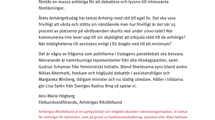 20.e Anhörigriksdagen i Varberg 15-16 maj
