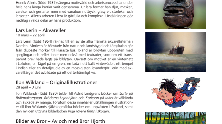 Lera, Lerin, Karlsson på taket och kafferep med Bror Hjorth - våren på Bror Hjorths Hus