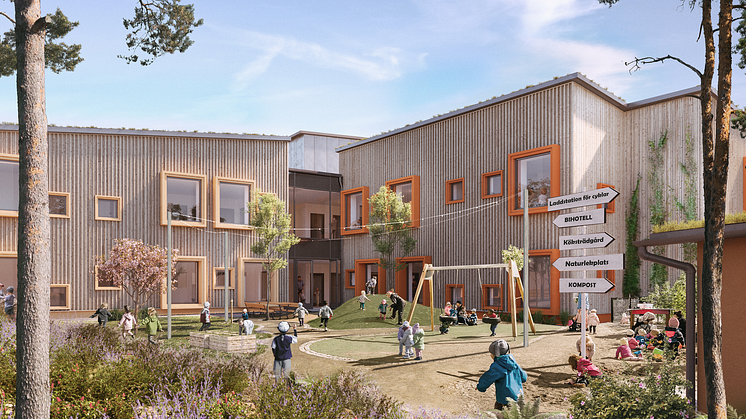 3D-visualisering av förskolan Hoppet: LINK arkitektur