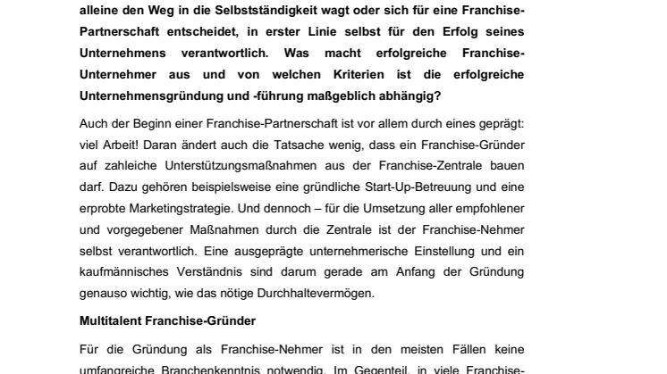 Erfolg kommt nicht von allein – Voraussetzungen für die erfolgreiche Franchise-Gründung