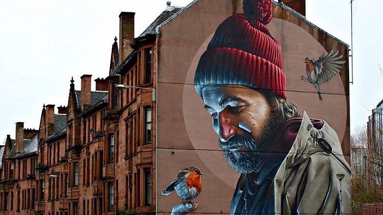 Smugin teos Skotlannin Glasgowssa. 