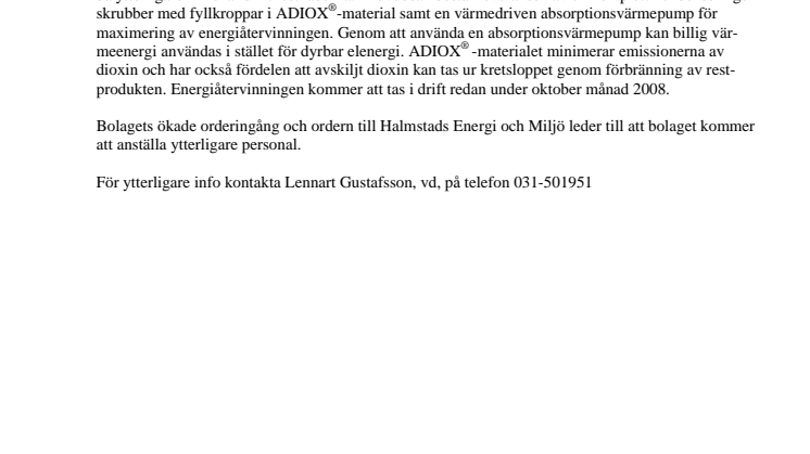 Götaverken Miljö levererar rökgaskondensering med värmepump till Halmstads Energi och Miljö AB