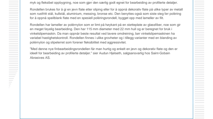 Ny rondell for finbearbeiding av profilerte detaljer