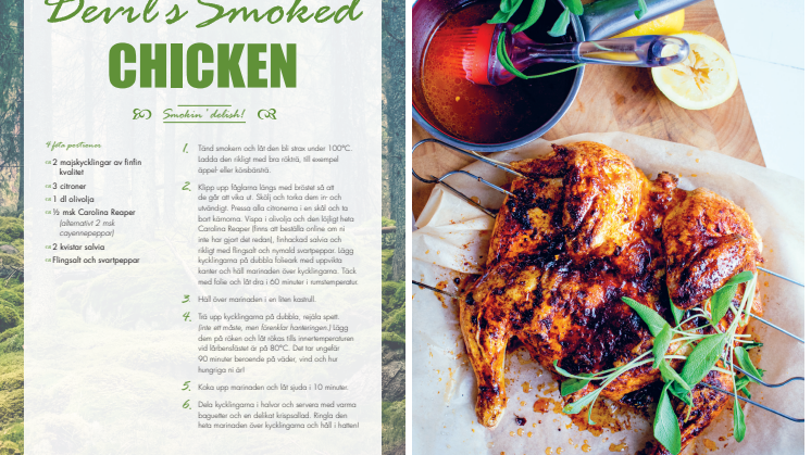 Uppslag ur boken "Grill - Frederik Zälls bästa" Devils smoked chicken