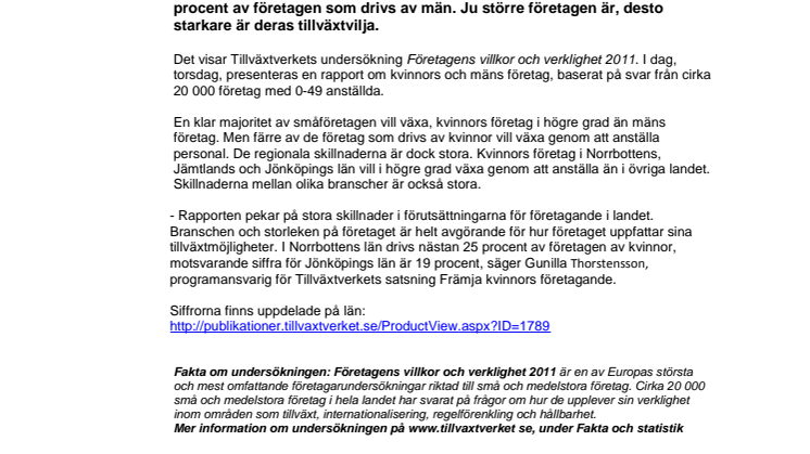 Viljan att växa störst i kvinnors företag