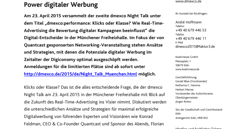 dmexco Night Talk München entfacht die volle Power digitaler Werbung